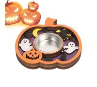 Portavelas de Té Halloween | Centros de Mesa en Madera | Decoración de Mesa con portavelas votivos de Halloween | para Oficina en casa Sala de Estar Dormitorio Cocina Mesa Estante Armario