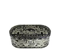 Portavelas de viaje de Shabat judío, candelabros de Jerusalén, candelabros de níquel de tamaño de viaje en una caja con tapa, 1.6 x 3.5 pulgadas, Jerusalén