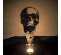 Portavelas decorativo de Halloween con diseño espeluznante, hecho para mejorar el uso de velas durante las celebraciones de Halloween y añadir encanto a los entornos del hogar (gran cabeza)