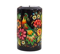 Portavelas decorativo de madera pintado a mano - Pintura Petrykivka - Portavelas ucraniano - Idea de regalo