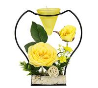 Portavelas Decorativo de Metal con Inserto de Cristal, Vela de té y Flores Artificiales, portavelas, portavelas, Accesorio para el hogar, decoración de Mesa, Velas de Adviento, Pascua, Adornos 3D