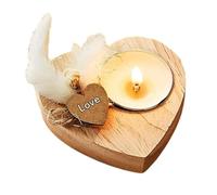 Portavelas Decorativos | Base de Madera para Velitas,con Flores Secas Portavelas Rústicos Románticos - para Ella Regalo San Valentín Bodas Decoración del Hogar Centro De