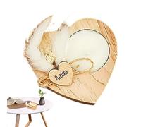 Portavelas Decorativos,Soporte De Madera En Forma De Corazón para Velitas Recuerdo - con Flores Secas Portavelas Rústicos Románticos | para San Valentín Favores De Boda Decoración del Hogar Centro De