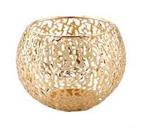 Portavelas dorado con diseño intrincado hueco para un toque de elegancia en la decoración (dorado)