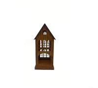 Portavelas estilo iglesia vintage, linterna rústica de hierro forjado, con detalles de ventana, para decoración de jardín interior y exterior, adorno europeo calado (tamaño pequeño)