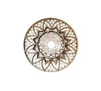 Portavelas Exclusivo con Mandalas en Relieve 3D - Diseño único en Colores Madera Natural, Dorado y Oro Rosa - Decoración Elegante para Bodas, bautizos, Eventos o Regalos. (Madera Natural)