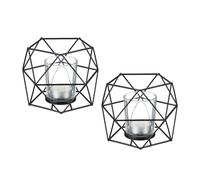 Portavelas geométricos set de 2 Candeleros metálicos con vaso Velas decorativas