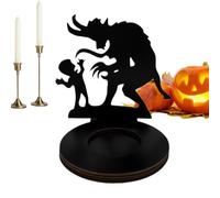 Portavelas Halloween Silueta Negra Vintage Aterradora con Truco O Trato
