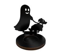 Portavelas Halloween Silueta Negra Vintage Aterradora con Truco O Trato