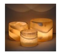 Portavelas Individual de alabastro, portavelas Resistentes, Piedra translúcida para un Brillo Relajante, iluminación Ambiental y Regalos, iluminación cálida, Varios tamaños