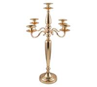 Portavelas Juego de 4 candelabros de 5 Brazos for centros de Mesa, candelabros de Metal Dorado for decoración de Bodas.