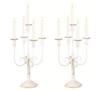 Portavelas Juego de candelabros metálicos de Cinco Brazos, candelabro de Mesa de Comedor de 39 cm (15,3 Pulgadas), Centro de Mesa, decoración for Bodas, Halloween y Navidad(White)