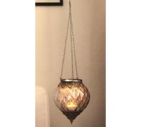 Portavelas Marruecos Decoración Colgante de Cristal, Metal (l/h/p) 15 x 19 x 15 cm Plateado