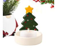 Portavelas Navideño: Centro De Mesa con Diseño De Pingüino De Cerámica, Adorable Decoración De Mesa Navideña, Acabado Brillante Hecho A Mano con Base De Vela Estable | Decoración del Hogar Par