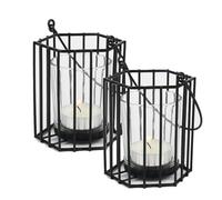 portavelas para la Cena, Candlestick Holder 2 Pieces Hollow Geometric Candle Holders Home Decor Multicolor(Black)