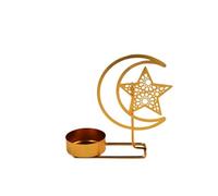 portavelas para la Cena, Metal Moon Star Castle Candlestick Holder 2 Pieces(D)