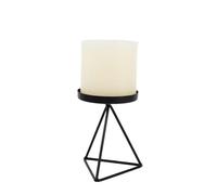 portavelas para la Cena, Triangular Tetrahedral Geometric Candlestick Holder Column Round Base 2 Pack Gold Black(Black)