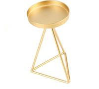 portavelas para la Cena, Triangular Tetrahedral Geometric Candlestick Holder Column Round Base 2 Pack Gold Black(Golden)