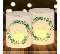 Portavelas para mesa de comunión, 12 unidades, decoración de mesa de peces, decoración de primera comunión, para niños y niñas, confirmación, bautizo, velas de té, decoración de peces, adecuado para
