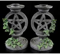 Portavelas Pentagrama Con Hiedra - Set De 2 Por Lisa Parker - Fantasía Gótica