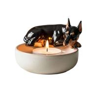 Portavelas pequeño, portavelas de té, recipiente para velas de té, bandeja decorativa moderna con diseño de perro para el hogar, cocina, chimenea, Halloween, fiesta de vacaciones y recepción