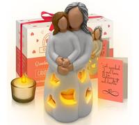 Portavelas pintado a mano para abuela y nieta, con vela LED parpadeante, regalo de cumpleaños para abuela Gigi, ideas únicas de regalo para Navidad, tarjeta de felicitación incluida