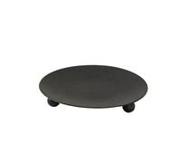 Portavelas Plato Pequeña Bandeja De Hierro Redonda Accesorios Boda Metal para Bodas, Navidad(Black -S)