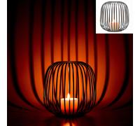 Portavelas Viento Candelero Skandinavisch Negro Metal 28cm Set Decoración