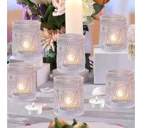 Portavelas votivas transparentes, 12 portavelas de cristal para bodas, fiestas, decoración del hogar (12, transparente)