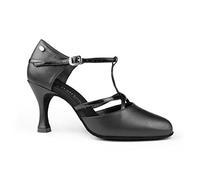 PortDance Mujeres Zapatos de Baile PD121 Premium - Cuero Negro - 6 cm Flare [EUR 39]
