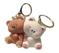 Porte-clés Assortis pour Couples - Pendentif Ours | Porte-clés Ours Mignon - 2 Pièces Magnétiques pour Voiture Sac - Idée Cadeau Couple