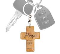Porte-Clés Chrétien - Porte-Clés en Bois avec Verset Biblique Jésus | Charme Religieux pour Sac, Portefeuille, Valise, Voiture, École, Église | Cadeau Prière Anniversaire Diplômé Pâques, Hope, Siehe