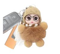 Porte-clés petite fille pour sac à dos, porte-clés pour filles,Porte-clés mignons de petite fille | pendentif de aux grands yeux, ornement portant des lunettes, une écharpe, un chap, caqui, Siehe