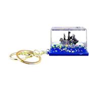 Porte-Clés Sable Mouvant Liquide - Bateau Acrylique | Accessoire Relaxant Flottant | Portes-Cleés pour Adultes, Femmes, Idéal Sac à Dos, à Main, Cadeau Amusant et Déco Quotidienne