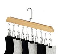 Porte-Leggings - Bois + Métal Support Gain De Place À Leggings Avec 10 Pinces | Cintres Gain De Place with Pour Rangement Chambre Dortoir Salle Đe Sport Vestiaire Étudiant Camping-Car Coin Vêtements |