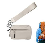 Porte-Monnaie Avec Lanière - Portefeuille Léger, Pochette Zippée | Étui Multifonctionnel À Matière Résistante, Organizador Compact Destiné Aux Pièces Cartes Clés Et Accessoires Du Quotidien, beige