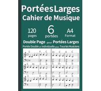 Portées Larges pour Musiciens - Cahier de Musique Double Page Grand Format (A4): Cahier de Musique avec Portée Double et Individuelle - Idéal pour ... (Vert) (Easy Read & Write Music Manuscript)