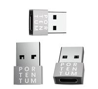 PORTENTUM 3 pcs de Adaptador USB C Hembra a USB A Macho 2.0 - Carga rápida y sincronización de Datos - Velocidad 480 MB Cuerpo Premium Zinc con Alta Resistencia al Calor - Adaptador USB a Tipo c