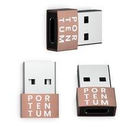 PORTENTUM 3 Unidades de Adaptador USB C Hembra a USB A Macho 2.0 Velocidad 480 MB Cuerpo Premium Zinc con Alta Resistencia al Calor - Adaptador USB a Tipo c de Solo 4 Gramos