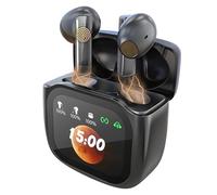 PORTENTUM Auriculares inalambricos Bluetooth 5.4 - Pantalla táctil LED Personalizable - Cancelación de Ruido Dual ENC - 50h batería - Cascos con Control táctil - Graves HiFi - Ajuste cómodo - USB-C