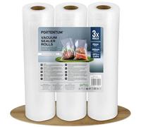 PORTENTUM Bolsas vacio alimentos - 3 Rollos envasadora al vacío de 20cm, largo total 900cm. Bolsas envasar al vacio alimentos. Certificados LFGB y BPA Free