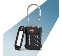 PORTENTUM Candado TSA homologado con combinación de 3 dígitos - Candado maleta viaje con cable flexible de acero y llavero identificador - Candado equipaje para mochilas maletas bolsas y taquillas