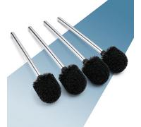 PORTENTUM Escobillas de baño Pack 4 con Mango de Acero Inoxidable 35,5 cm - Escobilla WC con Cabezal reemplazable de 8 cm de diámetro - Toilet Brush de cerdas Suaves - Accesorios baño