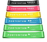 PORTENTUM Gomas elasticas musculacion, Set de 6 Bandas elasticas musculacion. Cómodo y Duradero látex 100% y Bolsa Almacenamiento para Las Cintas elasticas musculacion