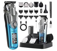 PORTENTUM Maquina de cortar pelo hombre - Set de 21- LED - Trimmer facial y corporal - Afeitadora precisión - Cortapelos y recortadora de barba - 6 Cabezales - 7 Peines - USB-C - Base organizadora