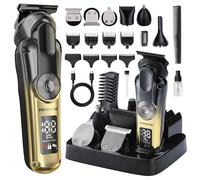 PORTENTUM Maquina de cortar pelo hombre - Set de 21- LED - Trimmer facial y corporal - Afeitadora precisión - Cortapelos y recortadora de barba - 6 Cabezales - 7 Peines - USB-C - Base organizadora
