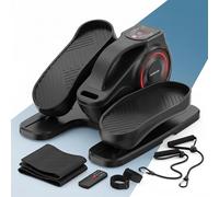 PORTENTUM Mini eliptica electrica con Bandas de Resistencia - Esterilla y cinchas - Pedales estaticos Personas Mayores automático y Manual con 12 velocidades - Pedaleador electrico Motor silencioso