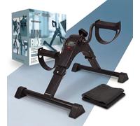PORTENTUM Pedales estaticos Personas Mayores - Versión Manual o motorizada - Pedaleador Brazos y piernas con Esterilla Antideslizante y Pantalla LCD - Mini Bike para Ejercicio en casa
