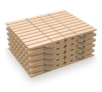 PORTENTUM Pinzas para Ropa de Madera, Set de 100, Color Natural - Resistentes con Fuerte Agarre para Tendedero Exterior, Manualidades y Hogar, Tamaño 7,5 x 1,0 x 1,3 cm