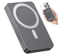 PORTENTUM Power Bank MagSafe 10000 mAh Ultrafina 14 mm - Bateria Externa Carga rapida 22,5 W - Cargador portátil magnético PD y QC - Powerbank inalámbrica Qi 15 W - USB-C + USB-A para iPhone Samsung